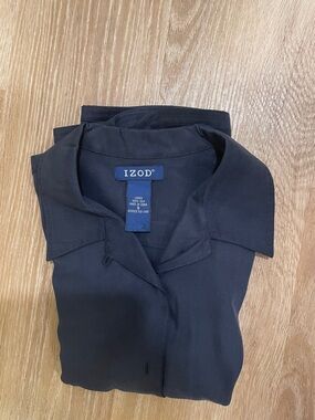 Izod navy, short sleeve silk Shirt